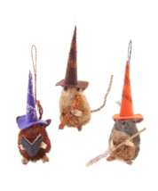 Kurt Adler Set Of 3 Halloween Buri Bristle Mouse Holiday Ornaments HW1835 - £19.88 GBP