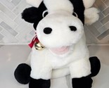 Playful Pals Mervyn&#39;s Black And White Cow Puppet With Bell Plush Toy VTG... - $23.71