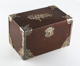 Vintage Wooden Cigar Packaging Humidor W/Metal Lining &amp; Antique Silver Coatin... - £988.49 GBP