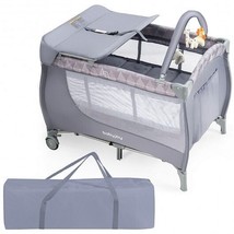 Foldable Safety  Baby Playard for Toddler Infant with Changing Station-Gray - C - £95.32 GBP