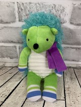 Monkeez & Friends Cecil the Hedgehog small 7” plush green blue purple scarf 2012 - £5.76 GBP