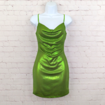 Sincerely Jules Dress Womens XS Green Cowl Neck Mini Slip Dress Shimmer Y2K - $24.99