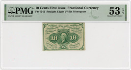 FR. 1242 Fractional Currency 10c PMG AU53 EPQ -1st Issue, Straight Edges... - $127.31