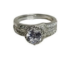 NRT Silver Size 8 Round Cut CZ Solitaire Wedding Engagement Style Ring - $19.79