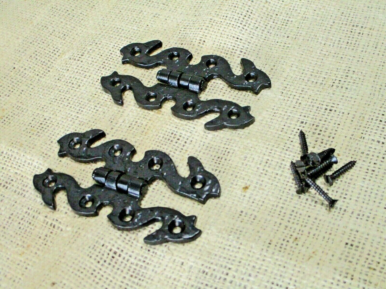 2 Hinges 4&quot; Long Decorative Butterfly Hinge Cabinet Screen Door Iron Han... - $12.99