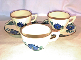 Stangl Pottery Blue Dahlia  3 Cups 2 Saucers Mint - £27.96 GBP