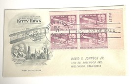 Return of Wright Brothers&#39; Airplane England US Mail Cover 1949 w 4 6c Stamps - £23.59 GBP