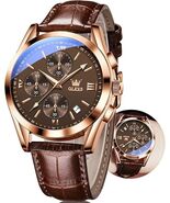 OLEVS Men's Watches Brown Leather with Date,Casual Watches for Men,Large... - $79.45