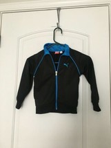 Puma Boys Black Blue Zip Track Jacket Size 4  - £26.15 GBP