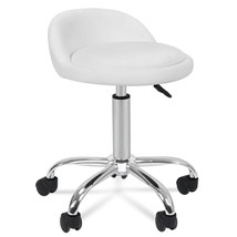 Adjustable Rolling Stool With Back Rest - White Medical Spa Drafting Stool - $68.99