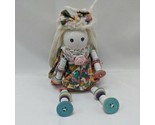 Oriental Trading Co Handmade Wood Cork Button Bunny With Flower Dress - £17.54 GBP