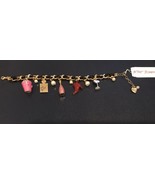 Betsey Johnson Gold Tone Going Out Charm Bracelet Woven Chain Accent NWT - £36.69 GBP