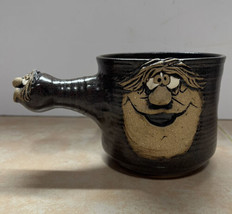 Vintage 3D Caveman Face Stoneware Pottery Mug Signed &quot;Daniels 77&#39;-&quot; - £15.99 GBP