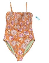 NEW Old Navy Floral One Piece Swimsuit Women&#39;s Size XS Smocked Orange NWT - £24.10 GBP