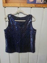 Talbots Sequin Tank Top Shell Sleeveless Navy Blue NWT Sz M - £31.32 GBP