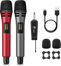 Wireless Microphones, UHF Dual Karaoke Microphone System, Microfonos Inalambrico - £45.81 GBP