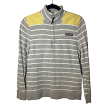 Vineyard Vines SMALL Gray Heather Yellow Striped Sweater Pullover - £29.82 GBP