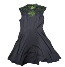 Guess Fit &amp; Flare Mini Sleeveless Lace Yolk Keyhole Black Dress Women&#39;s Size 4 - £8.58 GBP
