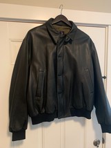 Faconnable Albert Goldberg Men&#39;s Black Lambskin Leather Jacket Size Large NEW - £189.44 GBP