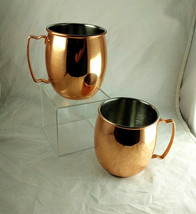 Set of Two Copper Plated Stylish Drinking Mugs 12oz Smooth Moscow Mule - $15.88