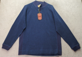Tommy Bahama Sweater Men&#39;s Small Blue Knit Long Raglan Sleeve Mock Neck Pullover - £25.88 GBP