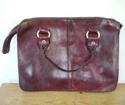 Vtg Italian Leather Burgundy Document Laptop Briefcase Attache Case Purs... - $39.99