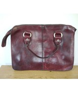 Vtg Italian Leather Burgundy Document Laptop Briefcase Attache Case Purs... - £29.89 GBP