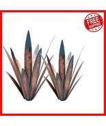 2pcs Hand-Painted Metal Agave Plant Sculptures - Rustic Garden Decor - $50.95 CAD