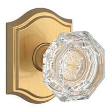 New Satin Brass Crystal Non-Turning One-Sided Dummy Door Knob with Arch ... - $49.95