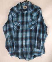 Ely Cattleman Blue Plaid Pearl Snap Men&#39;s Western Shirt Size Large - $12.60