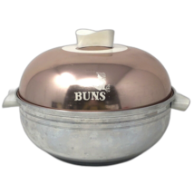 Vintage West Bend Bun Warmer  Serving Oven 3 pc Rose Gold Aluminum Vented Lid - £27.96 GBP