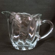 Anchor Hocking Swirl 56 Clear Creamer 3.5in Scalloped Glass Mid Century - £11.06 GBP