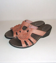 CLARKS Bendables Women&#39;s Coral Leather Wedge Dress Slides Sandals Size 7... - £15.98 GBP