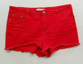 myStyle Women&#39;s Cut Off Short Size 12 Red Stretch Cotton Blend High Rise - $9.89