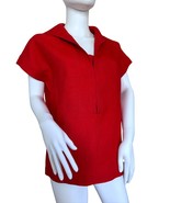 Vintage Chanel Boutique Red Linen Blouse Top Size S - $3,325.76 MXN