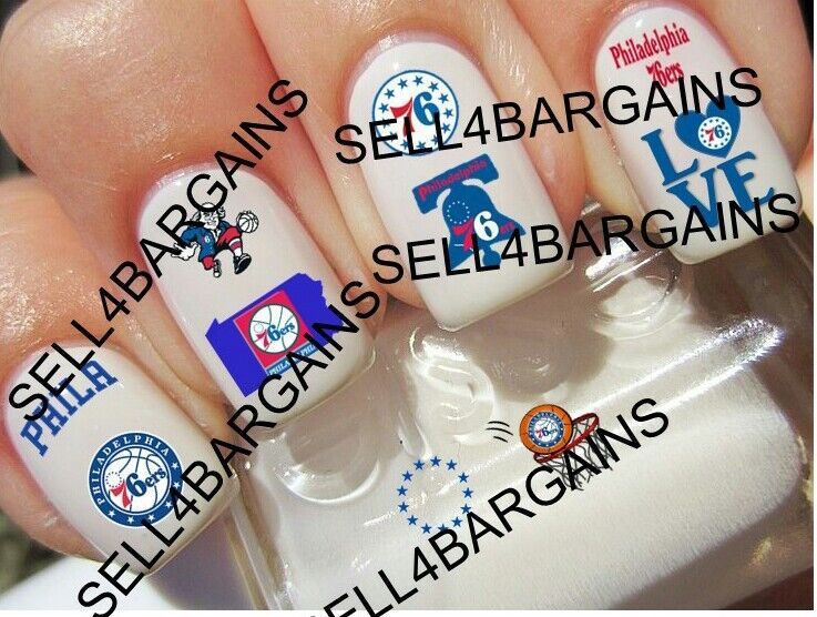 Sale》NBA PHILADELPHIA 76ERS BASKETBALL TEAM》10 Different Designs》Nail Art Decals