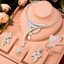 GODKI Super Big 4PCS Flower Leaf africa Cubic Zirconia Set Jewelry Sets For Wome - £190.97 GBP