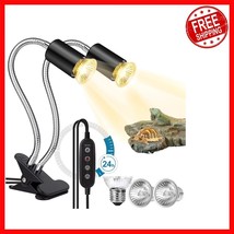 Double-Headed Reptile Heat Lamp with Timer for Bearded Dragons &amp; Lizards - €34,03 EUR
