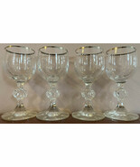 Vintage Set Of 4 Czech Bohemia Crystal Wine Glasses With Silver Trim - $37.88 CAD