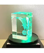 3D Crystal Cube with Playful Dolphin Etching - $35.00