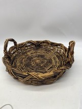 Wicker Bamboo Basket Serving W/  Handles Large 17” Wall Decor Farm Cottage Boho - £27.67 GBP