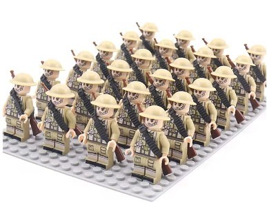 WW2 24pcs/Lot Military Soldiers Building Blocks British Army Figures Bricks Toys