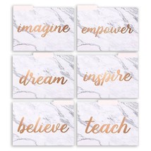 12 Pack Inspirational Marble File Folders With Tabs, Rose Gold, 9.5X11.5 In - $28.55