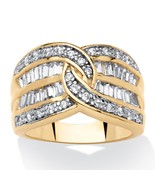 PalmBeach Jewelry 1.34 TCW Interlocking CZ Channel Ring Gold-Plated - £30.14 GBP