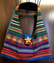 Handmade Ethnic Andean Textiles Manta Fabric Hobo Bag Denim  Made in Peru NWOT  - £15.71 GBP