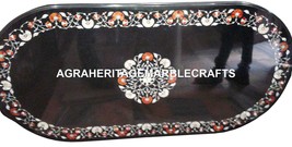 Marble Black Dining Table Top Marquetry Inlay Gemstone Art Furniture Decor H2428 - £407.87 GBP+