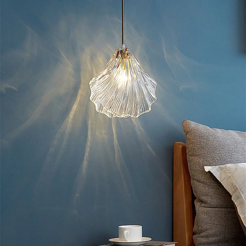 Bedside Pearl Shell Small Chandelier Bedroom Pendant Light Modern Creative - £65.59 GBP+