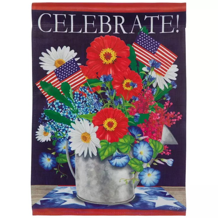 Celebrate Watering Can Patriotic Garden Flag- 2 Sided Message, 12.5&quot; x 18&quot; - $8.49