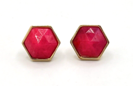 Gold Tone Trina Turk Pink Semi Precious Stone Stud Earrings - $23.76