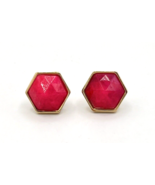 Gold Tone Trina Turk Pink Semi Precious Stone Stud Earrings - $23.76